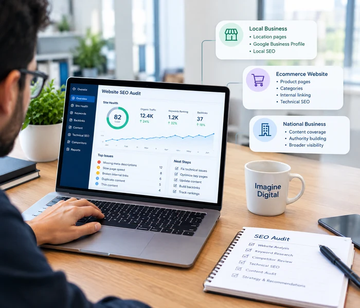 SEO audit analysis for local, ecommerce, and national websites